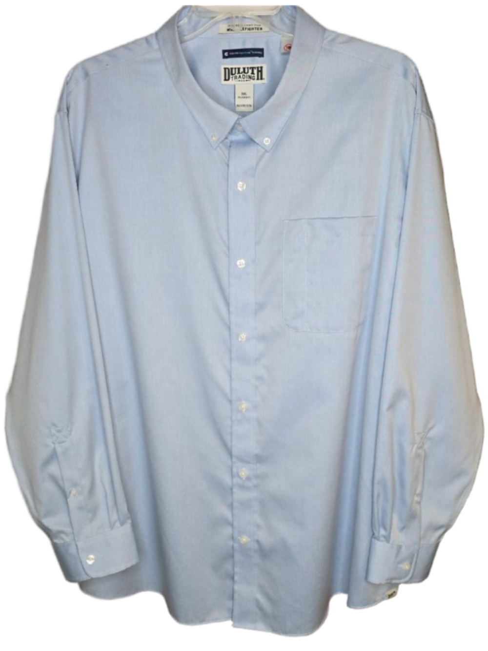 Duluth Trading Mens 3XL Wrinklefighter MagnaReady Blue Long Sleeve Button Down